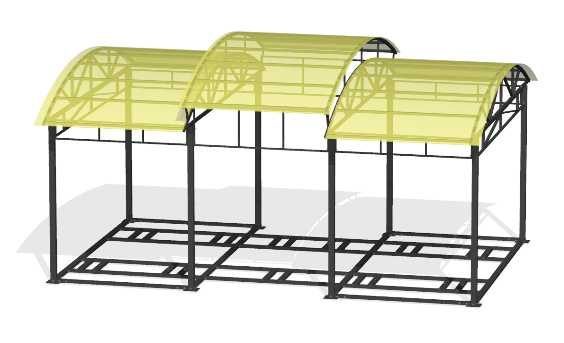 Тренажерная беседка на раме для  уличных тренажёров 3 секции